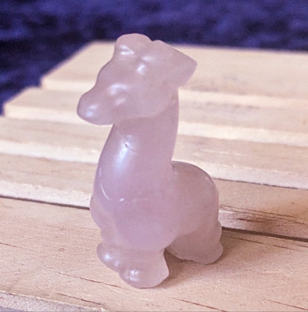 🌹❤️ GiRAFFE ❣️ PiNK ROSE QUARTZ ❤️ gemstone HEART Chakra animal Desk decor Rock